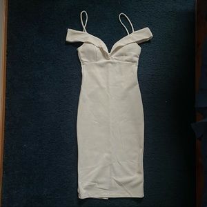 Fitted White Off the Shoulder Dress